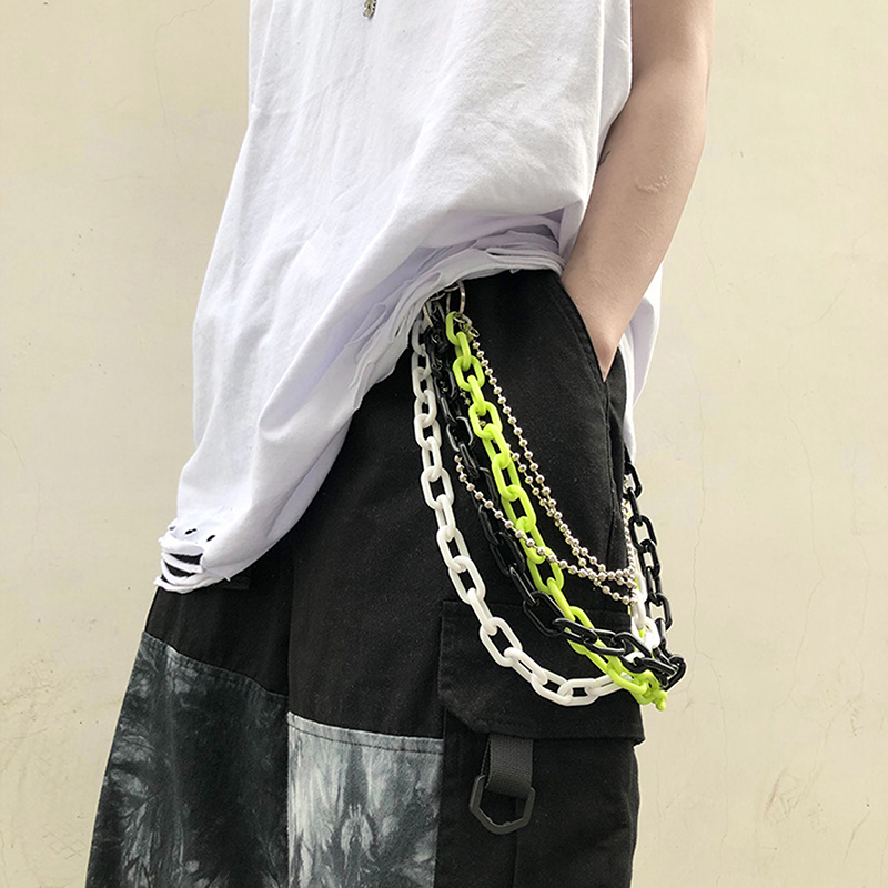 Off White Belt - 탈부착 가능한 펑크 허리 체인 벨트