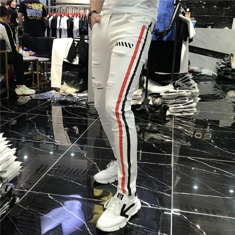 스트레치 남성 청바지 봄 2021 남성 청바지 브랜드  - Streetwear Brand Joggers 리뷰 및 가격