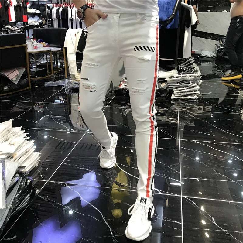 스트레치 남성 청바지 봄 2021 남성 청바지 브랜드  - Streetwear Brand Joggers 리뷰 및 가격