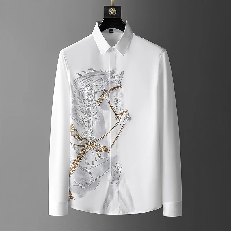 브랜드 럭셔리 남성 셔츠 2025 여름 긴 소매 슬림  - Streetwear Uomo Brand 리뷰 및 가격